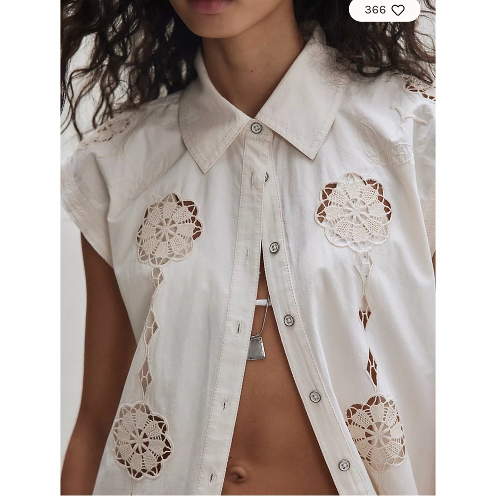 NWT WE THE FREE Lace Button Down Size Large